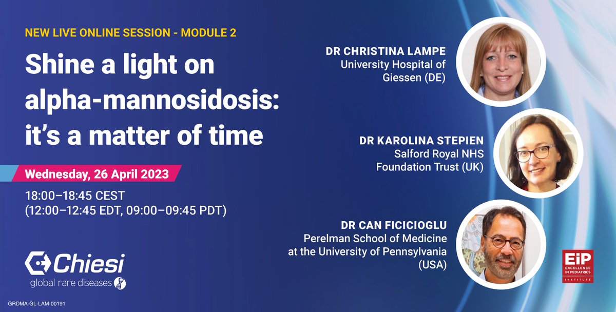 Excellence in Pediatrics Institute (@eip_institute) on Twitter photo To find out about caring for patients with alpha-mannosidosis, join the live <a href="/ChiesiGRD/">Chiesi Global Rare Diseases</a> webinar today - Shine a light on alpha-mannosidosis: it's a matter of time. Hear from Dr C. Ficicioglu, Dr C. Lampe, and Dr K. Stepien at 6:00 CEST. Free Registration bit.ly/EIP-a-mann To find out about caring for patients with alpha-mannosidosis, join the live <a href="/ChiesiGRD/">Chiesi Global Rare Diseases</a> webinar today - Shine a light on alpha-mannosidosis: it's a matter of time. Hear from Dr C. Ficicioglu, Dr C. Lampe, and Dr K. Stepien at 6:00 CEST. Free Registration bit.ly/EIP-a-mann