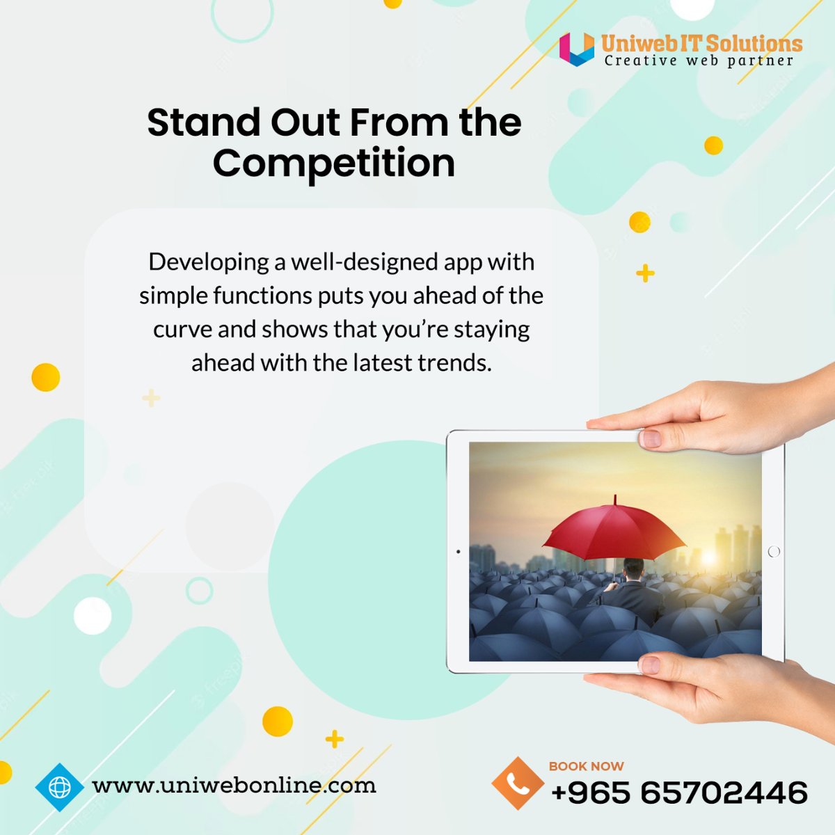 uniweb008's tweet image. We're developing cutting edge mobile apps for all industries. For more details call us at +965 65702446 and Visit uniwebonline.com
#mobileapplicationdevelopmentcompany #mobileappservices #mobileapplicationsdevelopment #mobileappdevelopmentagency #mobileappcompany