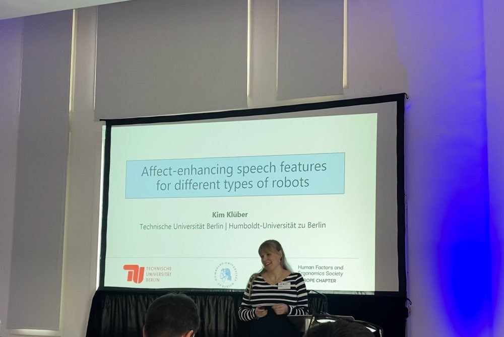 Human-Automation Interaction Lab (@hai_research) on Twitter photo The second talk of the #HFES #EuropeChapter is presented by our lab member <a href="/KimKlue/">Kim Klüber</a>. She is presenting novel insights about affective communication in #HRI. We are looking forward to all the following talks! The second talk of the #HFES #EuropeChapter is presented by our lab member <a href="/KimKlue/">Kim Klüber</a>. She is presenting novel insights about affective communication in #HRI. We are looking forward to all the following talks!