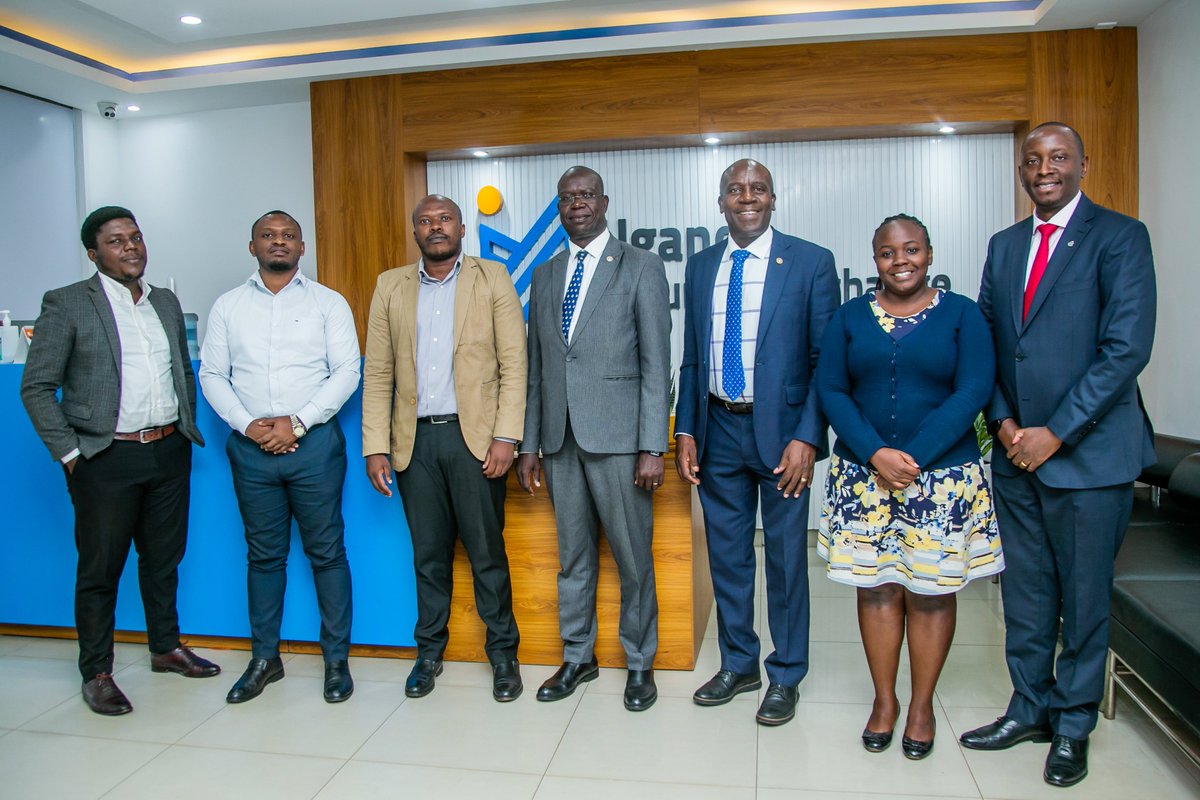 dfcugroup's tweet photo. Bob Musinguzi, Manager Securities Central Depository led the @USEUganda team while accompanying the dfcu CEO @CharlesMudiwa were dfcu's Chief Commercial Officer &amp; ED, William Sekabembe, and George Ochom, General Manager at dfcu Limited. https://t.co/cXr8t6WSZS