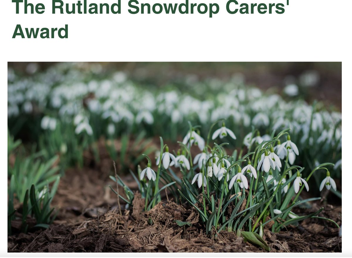Please keep telling us about the wonderful carers you would like to put forward for the Rutland Snowdrop Carers' Award.  The nominations we have received so far are inspirational and really set an example for compassionate caring.  For more info visit …ngmattersleicestershireandrutland.com/news/the-rutla…