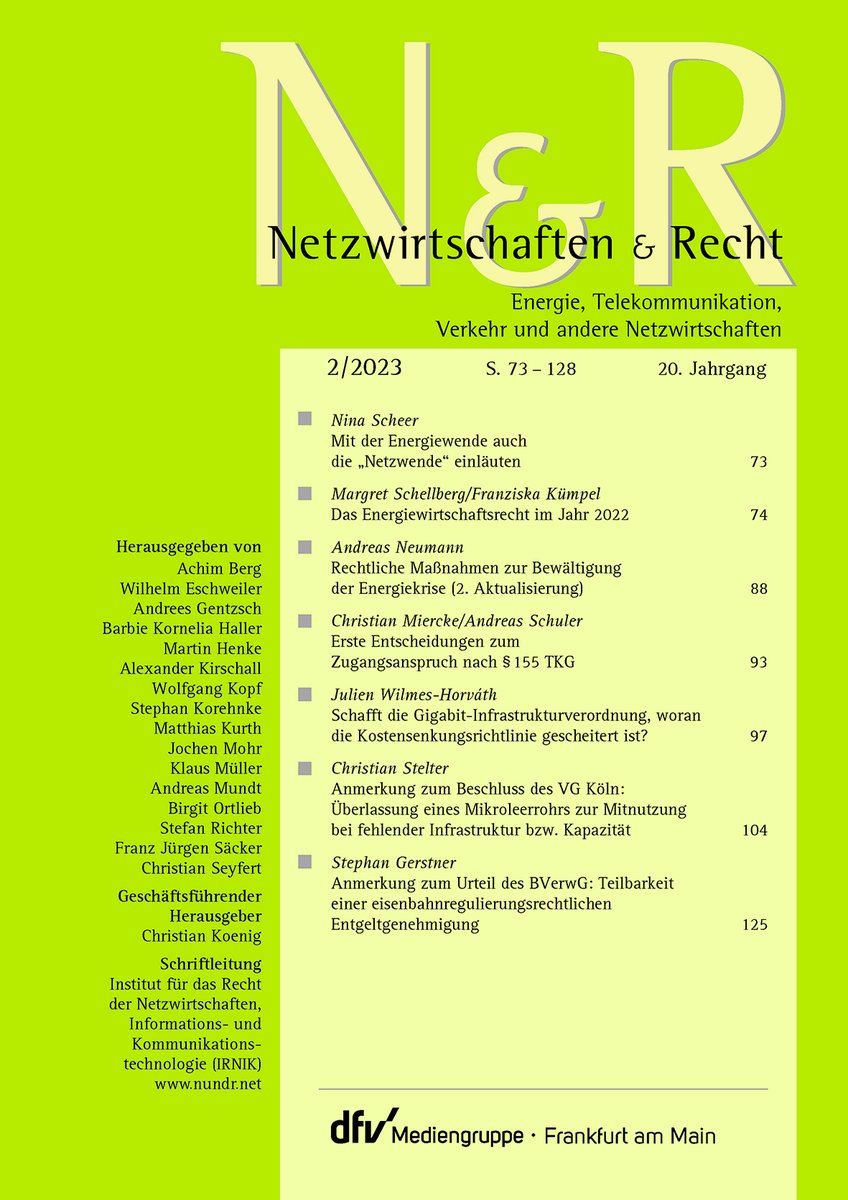 andreasneumann's tweet photo. Heute ist die Druckausgabe von Heft 2/2023 der "Netzwirtschaften & Recht" erschienen, mit einem Editorial von @NinaScheer_SPD (zur #Netzwende) sowie Beiträgen zum #Energierecht, #Telekommunikationsrecht und #Eisenbahnrecht.
Gesamtes Inhaltsverzeichnis: https://t.co/b7HtxAkeMs https://t.co/IbxnHBzuzn