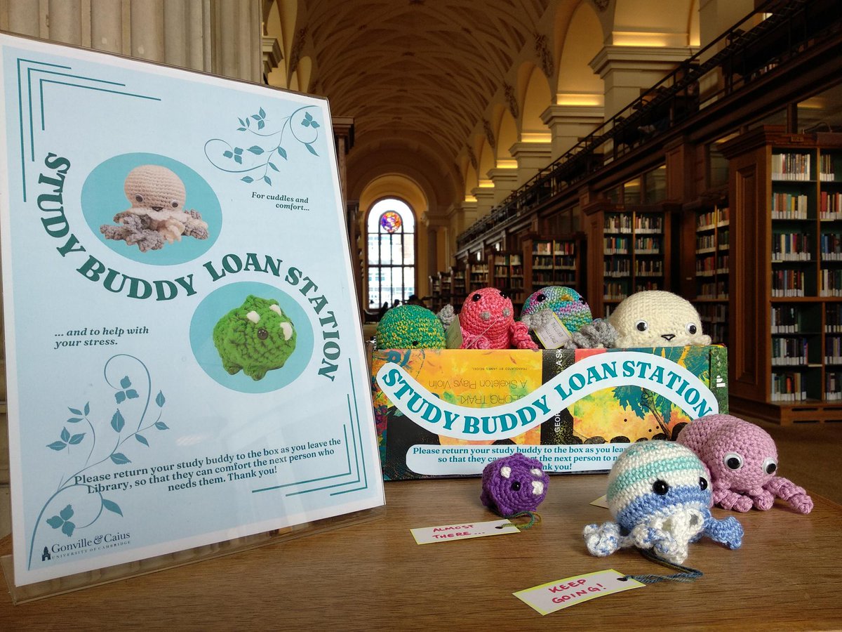caiuslib's tweet photo. Look who’s here! These cute critters have taken to ranging our Library, providing comfort and companionship to everyone studying here. Feel free to take one to your desk for use as a sounding board, stress ball, or just supportive presence. #CamStudyBuddies https://t.co/VP0plUJGSt