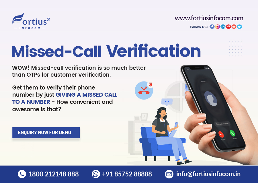 fortiusinfocom's tweet photo. Say goodbye to OTPs and hello to missed call verification - the faster and simpler way ❤ to verify customers' phone numbers. Plus, it's also much more secure 🔐! #missedcall #missedcallservice #missedcallverification
https://t.co/S9WbCjCqyI https://t.co/aJ90Xy4IfP