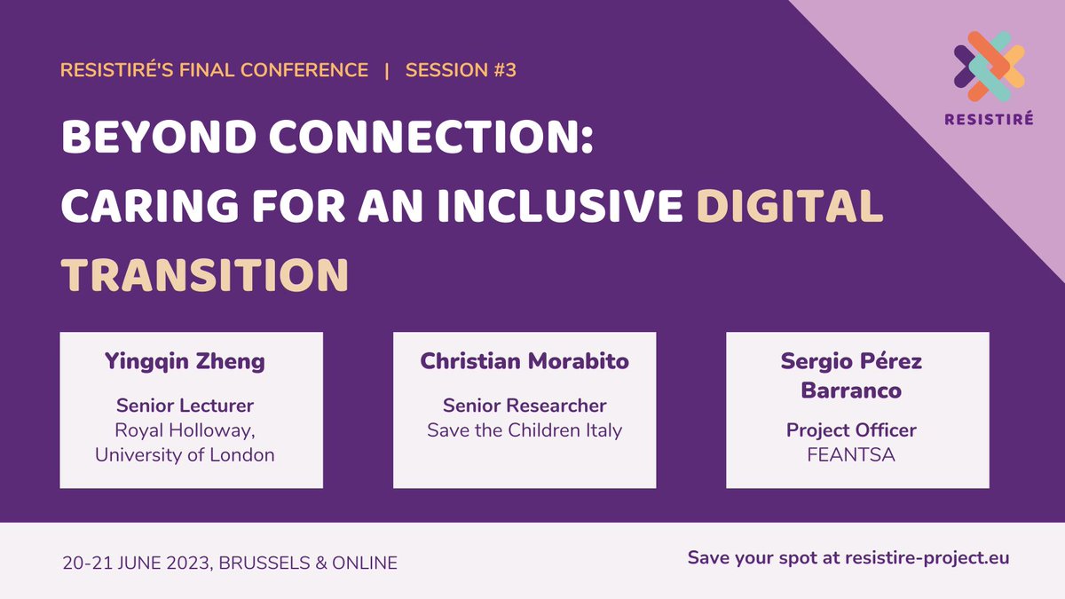 The shift to #digital interactions during #COVID19 had positive impacts but it also led to many inequalities.
This panel will reflect on the uneven effects of #digitalisation and how to include people that are usually forgotten in the digital transition.
🔗resistire-project.eu/resistire-fina…