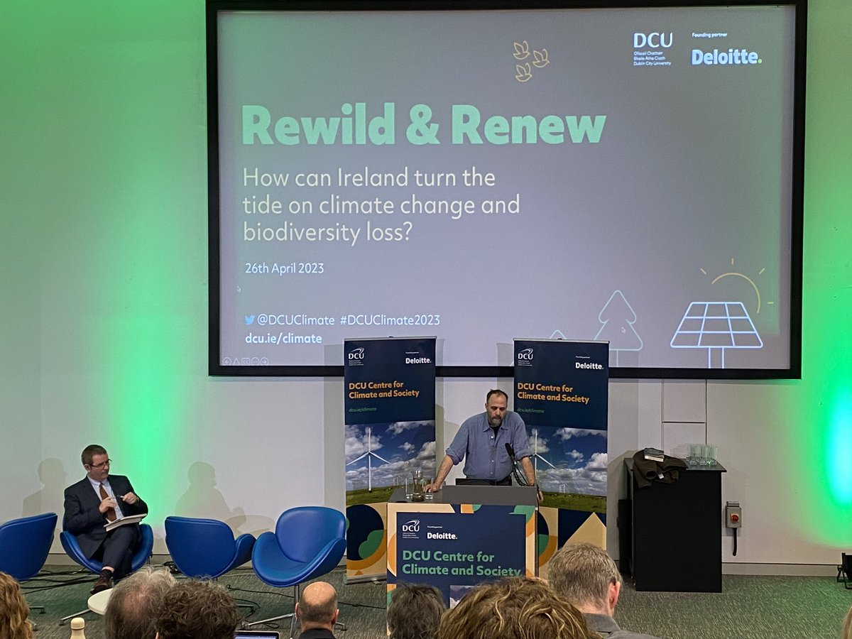 First keynote of @DCUClimate conference is Eoghan Daltun @IrishRainforest who begins by saying “Rewilding is the solution to so many problems” #DCUClimate2023