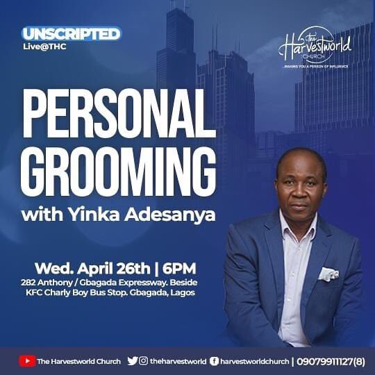 theharvestworld's tweet image. Join us @theharvestworld Unscripted Live this Wednesday April 26th, 

Focus : Personal Grooming 
Time : 6pm 🇳🇬

Event is Free &amp;amp; Interactive 
Make plans to attend and invite others. #RealPeople #RealIssues #RealSolution