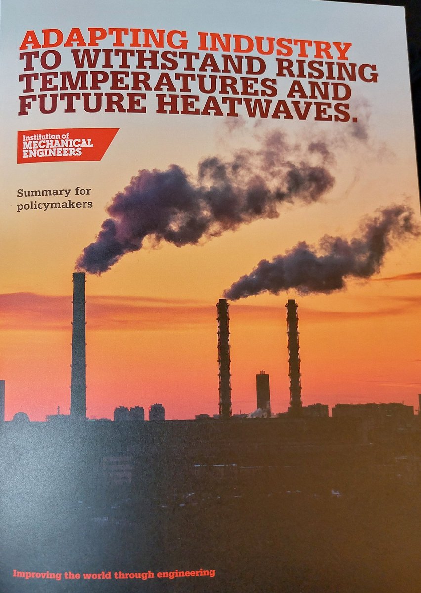 At #IMechE today for the launch of the #AdaptingToHeat report. Very useful recommendations for policy makers and how we should consider #climatechangeadaptation through the whole lifetime of an asset.