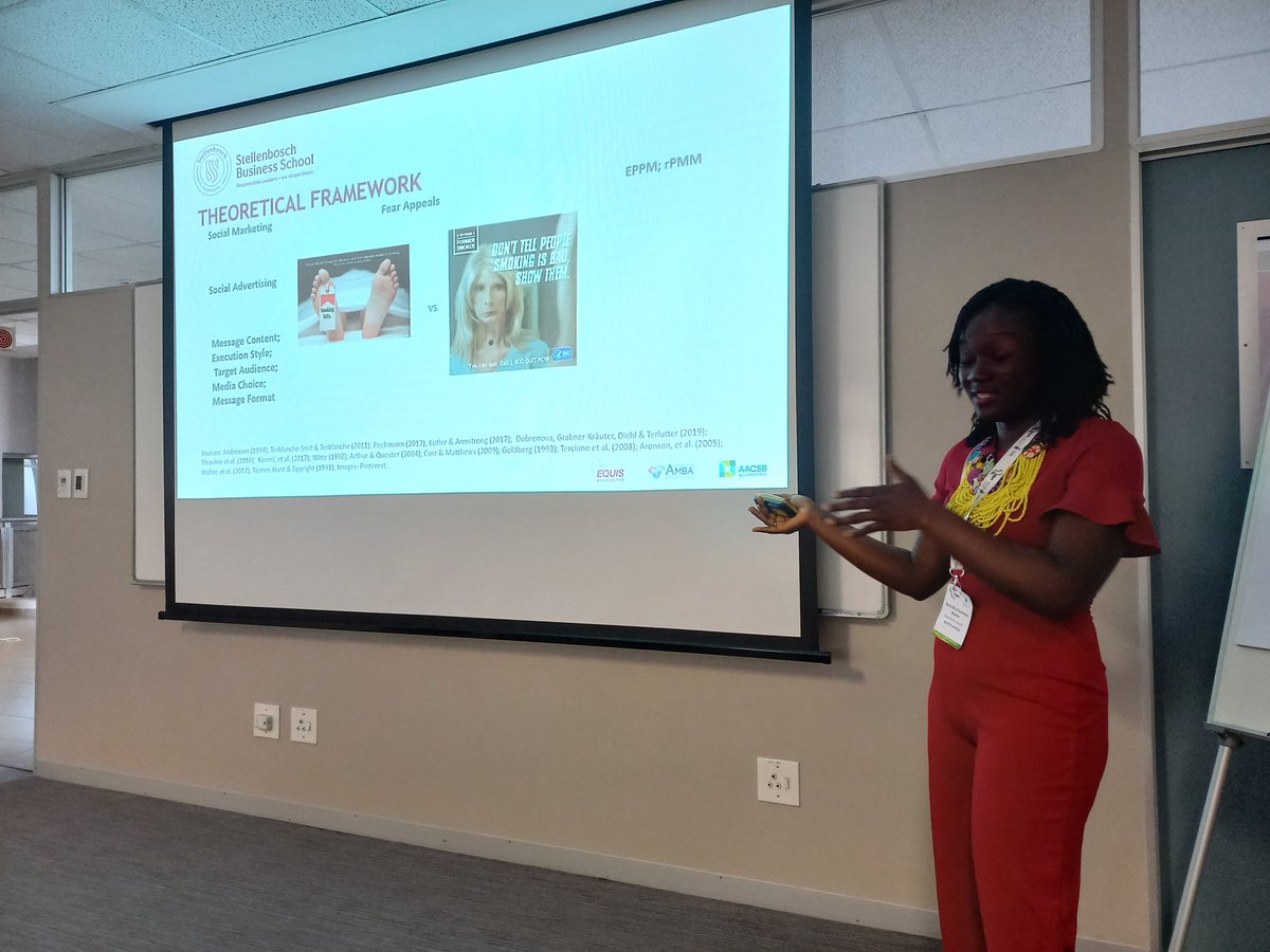 CCSImpact's tweet photo. Nana Afua Kumiwaa Asante shares her research on the Impact of #SocialMarketing Message Format on Behavioural Intentions towards #Marijuana Consumption among #YoungAdults.
She explores attitude as a mediator between perceived fear and behavioural intention. https://t.co/SWFIQ8qMct