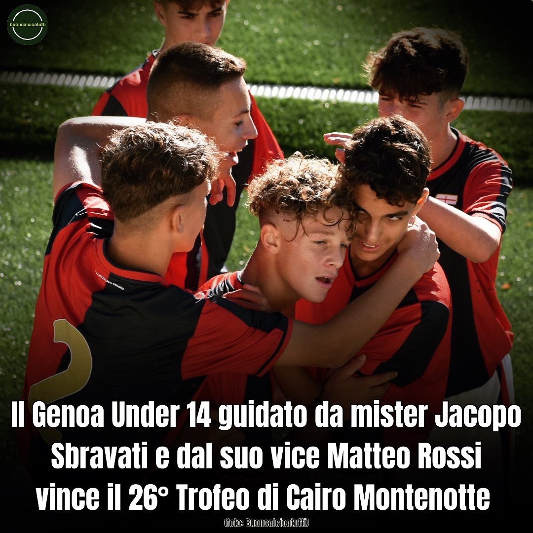 buoncalcio's tweet photo. 👏🏻 𝐔𝐧 𝐠𝐫𝐚𝐧𝐝𝐞 𝐚𝐩𝐩𝐥𝐚𝐮𝐬𝐨 𝐚 𝐦𝐢𝐬𝐭𝐞𝐫 Jacopo Sbravati 𝐞 𝐚𝐥 𝐬𝐮𝐨 𝐯𝐢𝐜𝐞 Matteo Rossi 𝐩𝐞𝐫 𝐥𝐚 𝐯𝐢𝐭𝐭𝐨𝐫𝐢𝐚 𝐝𝐞𝐥 𝐆𝐞𝐧𝐨𝐚 𝐔𝐧𝐝𝐞𝐫 𝟏𝟒 𝐚𝐥 𝐓𝐫𝐨𝐟𝐞𝐨 𝐈𝐧𝐭𝐞𝐫𝐧𝐚𝐳𝐢𝐨𝐧𝐚𝐥𝐞 𝐝𝐢 𝐂𝐚𝐢𝐫𝐨 𝐌𝐨𝐧𝐭𝐞𝐧𝐨𝐭𝐭𝐞 🥇🔴🔵

➡️ #GenoaUnder14 https://t.co/adPvWsy9uy