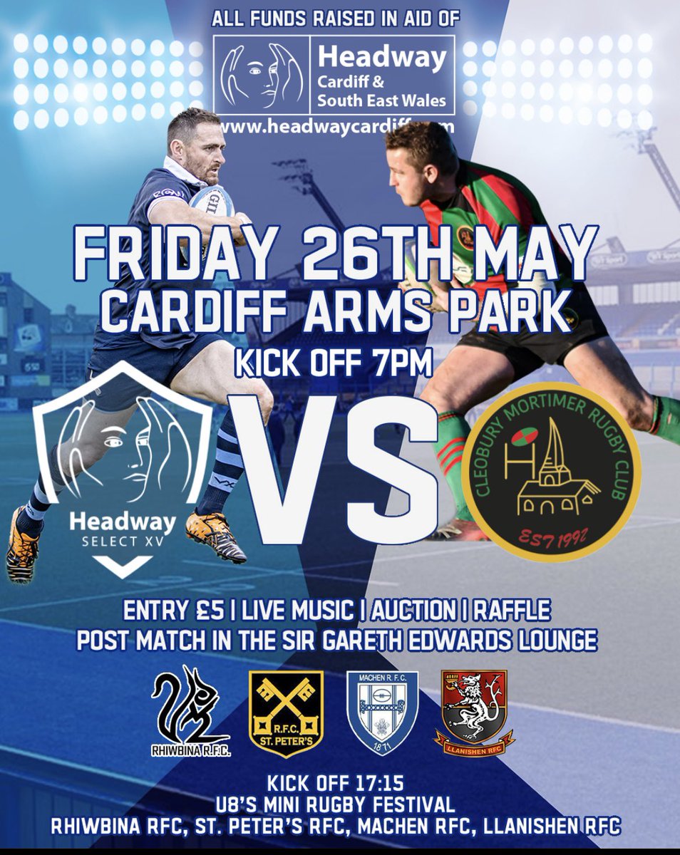 A month until <a href="/HeadwayXv/">Headway Select XV</a> take to the field again in aid of <a href="/HeadwayCardiff/">Headway Cardiff and South East Wales</a> . This game is also being dedicated to my Uncle, Peter Thomas and half of the funds raised will be donated to <a href="/CityHospice/">City Hospice</a> in his memory. We will be holding a moments applause for him pre kick off 💙Pls RT