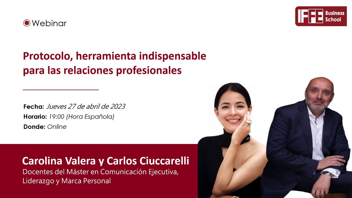 marcastrops's tweet photo. Conoce la visión del protocolo desde la experiencia de dos reconocidos profesionales de Argentina y Colombia #MasterComMarca #MarcaPersonal #Liderazgo #Comunicación
@iffe_es
Inscripción gratuita 🔊
https://t.co/Cu0C5v1rUS https://t.co/dMxzCxRD7M