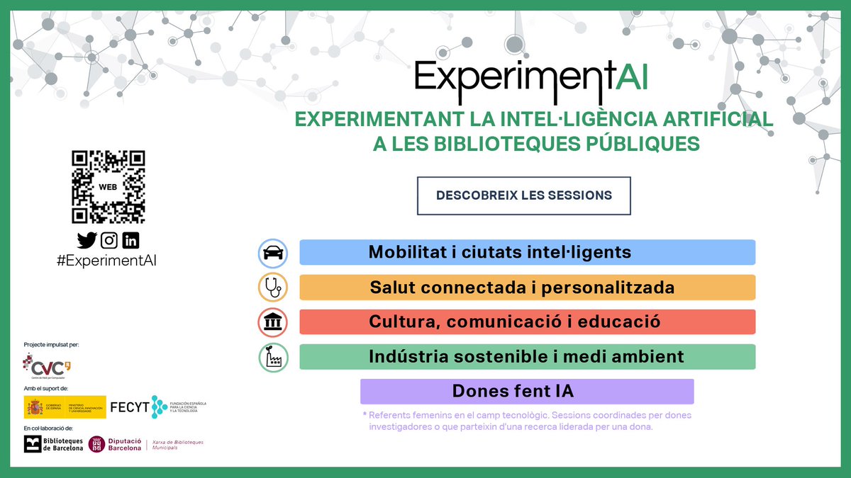 CVC_UAB's tweet photo. 📢 Es posa en marxa la segona edició d’#ExperimentAI 👉el projecte de #ciènciaciutadana per experimentar la visió per computador i la #IA a les biblioteques publiques!

👉8 sessions a @BibliotequesBCN  @bibliotequesXBM 
📅 maig - setembre 2023

Més info: https://t.co/uVM3oFNeQ3 https://t.co/Ous7R8Dma8