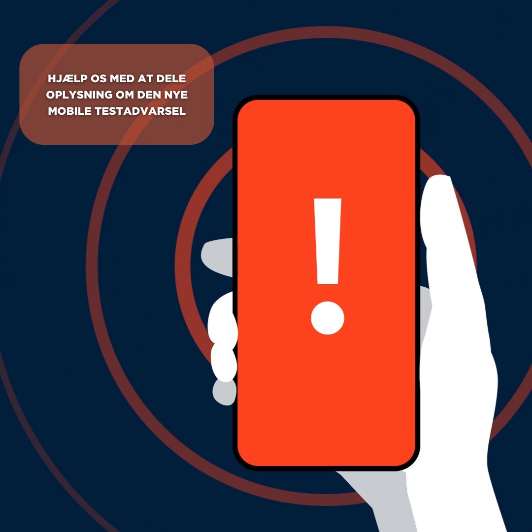 DannerDk's tweet image. Hjælp med at dele vigtig besked til voldsudsatte:
Når BRS og Rigspolitiet tester ny mobilbaseret varsling d. 3. maj kl. 12, vil alle få en testadvarsel på mobilen. 
Nogle voldsudsatte har en📱gemt fx i hjemmet, og kan risikere at blive afsløret af lyden.
sirenen.dk