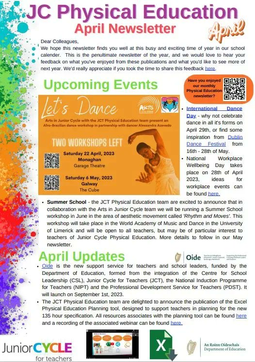 Jct_Pe's tweet photo. The @JCTeachers Physical Education monthly newsletter April edition is available from the link https://t.co/cMcSZhTY6e Receive our newsletters and more by email when you join our mailing list from the link https://t.co/LUTWpYF0hp https://t.co/XuGVSTGTLd
