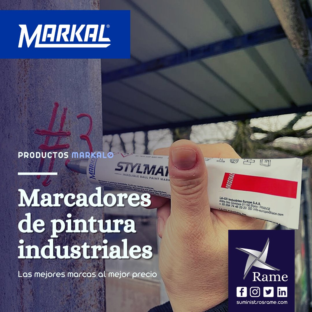 SuministrosRame's tweet photo. Somos distribuidores oficiales de #Markal #LaCo una de las mejores casas internacionales de #Marcadores #MarcadorPintura con productos de reconocido prestigio como #Stylmark 🔩⚙ #SuministrosRame más de 25 años enfocados a la calidad! https://t.co/haD1WkZ9gq