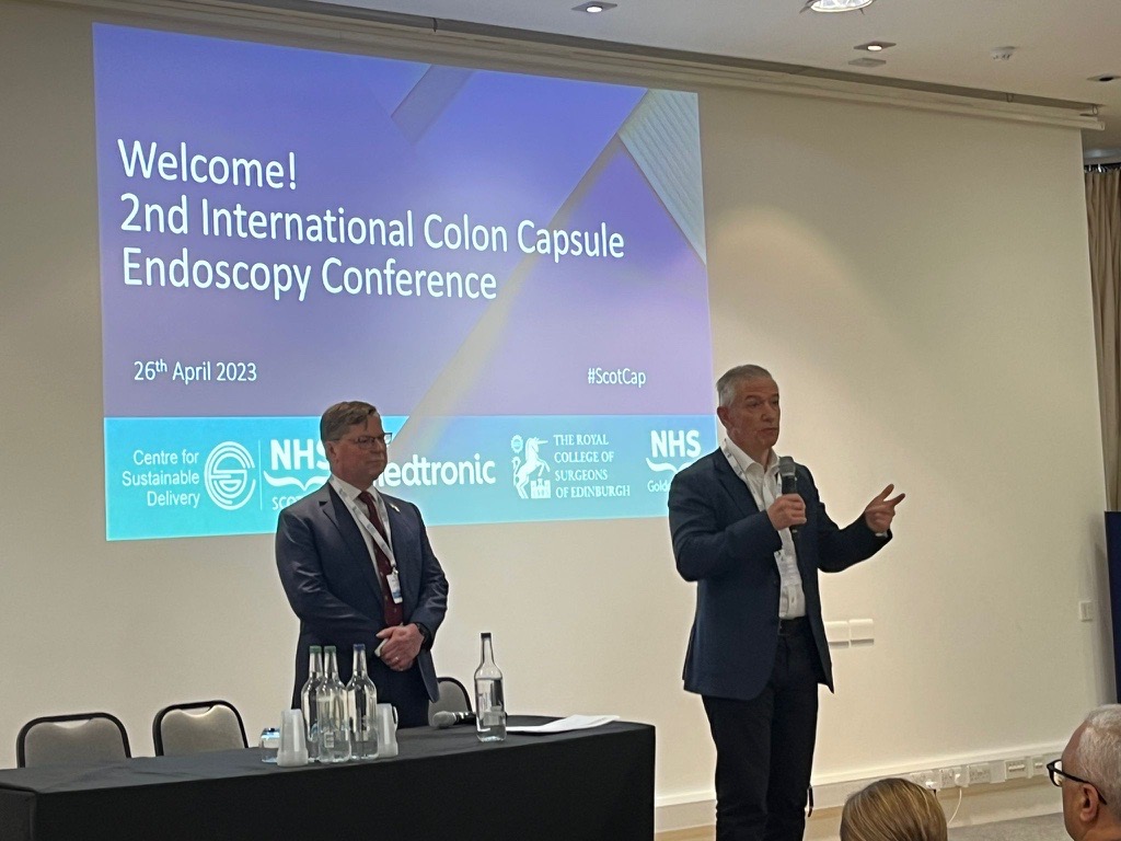 NHSScotCfSD's tweet photo. @RCSEd Kicking off the #CCE conference we welcome CMO, Professor Sir @DrGregorSmith as he shares how realistic medicine can support health and environmental factors to create a system fit for the future.
#ScotCap #PillCam #RealMed https://t.co/8Krc72v0Rt