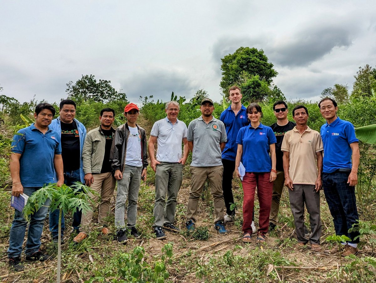 PhTixier's tweet photo. Excellent visit by EU representatives of the diversified cropping systems designed in the #ASSETProject in #Laos in the province of Xieng Khouang. A fine example of #agroecology carried out in #dp_asea @inTeR_dPs by @Cirad with Pafo, Dafo, Dalam. https://t.co/e0G5Wgr7ea