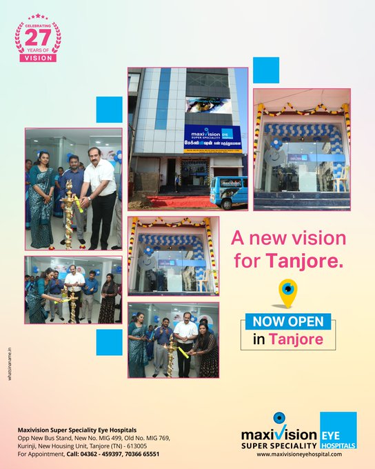We took a giant leap recently when Dr. Shibu Varkey inaugurated our Tanjore branch in Tamil Nadu. With our highly skilled doctors and most modern eye equipment, there’s a lot more coming up in Tanjore.  #MaxivisionEyeHospital #Eyes #EyeCare #Tanjore #NewHospital #VisionAndHope