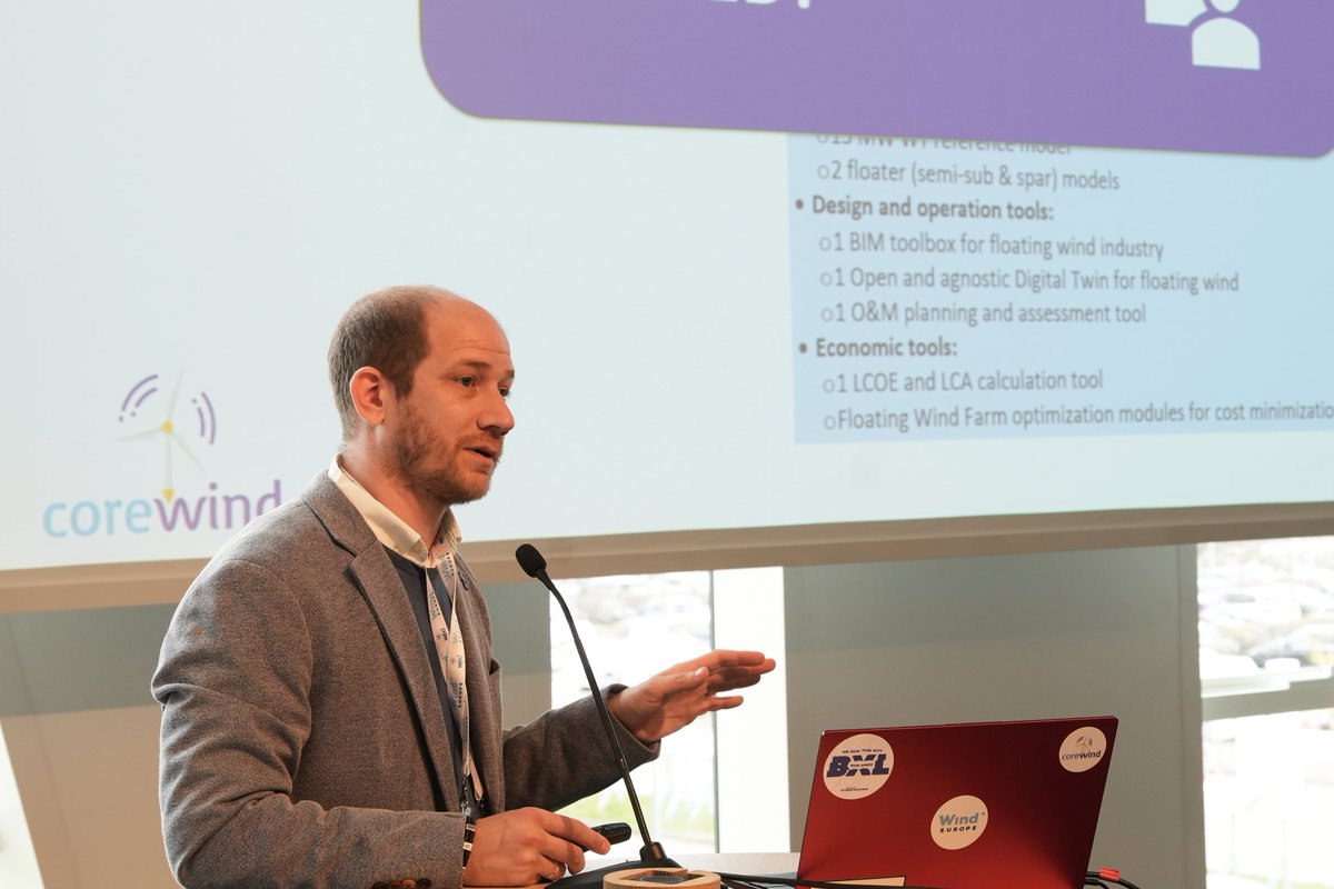 corewindeu's tweet photo. The #COREWIND final event just started with Jose Luis Domínguez García, coordinator of the #COREWIND project, opening the first session!

#floatingwind #renewableenergy #windturbine #windispower https://t.co/P53pAPo2U2