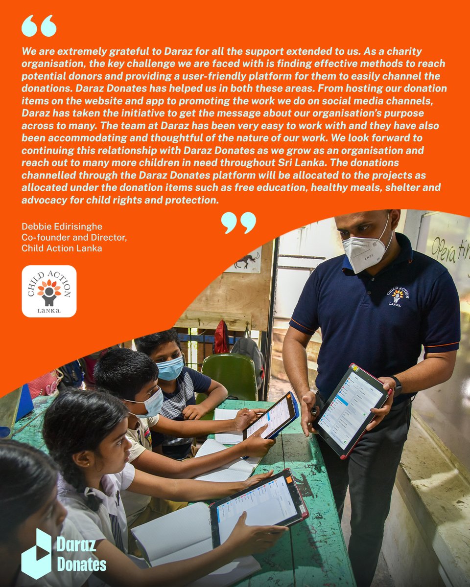 We are proud to be part of the positive change technology is bringing to those who need it the most in #SouthAsia! Our #DarazDonates platform helps non-profits gain the funding they need by simplifying the donation process. Learn more and #donate via daraz.lk/donation/