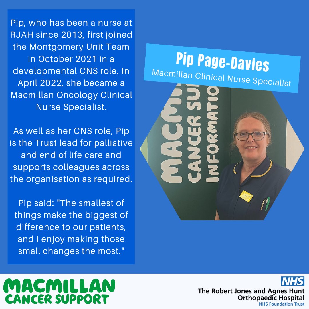 Our first Cancer Clinical Nurse Specialist we're sharing information on is Pip Page-Davies. You can find out more about Pip and her role below 👇 #NationalCancerCNSDay