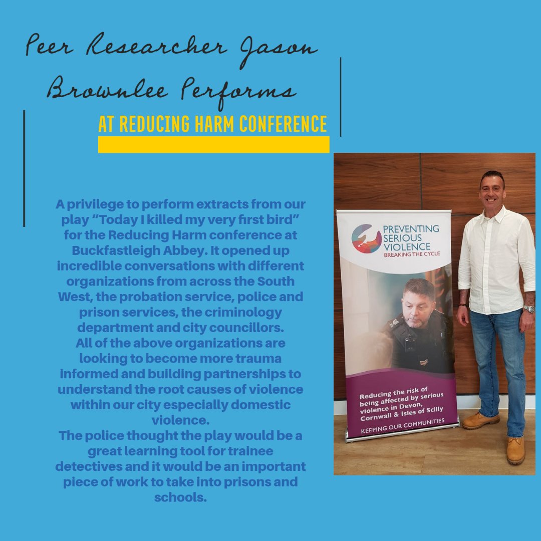 Our @ImprovingLivesP peer researchers are out & about in #Plymouth. Here, Jason tells us about his experience performing at the #ReducingHarm conference.
