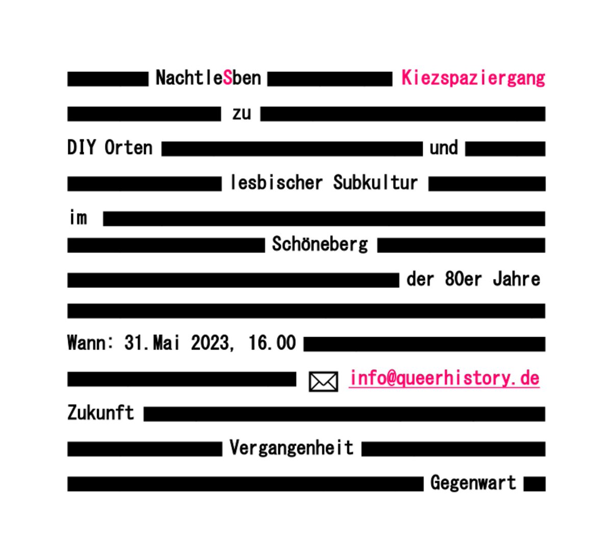 QHMBerlin's tweet photo. Heute ist #lesbianvisibilityday

Wer mit uns auf Zeitreise in die lesbische Subkultur der 80er Jahre in West-Berlin gehen will, um mehr zu erfahren über Punk, DIY-Attitüde, lesbische Darkrooms und queeren Kulturproduktionen kann sich für den "NachtleSben"-Kiezspaziergang anmelden https://t.co/NiPXudOiwV