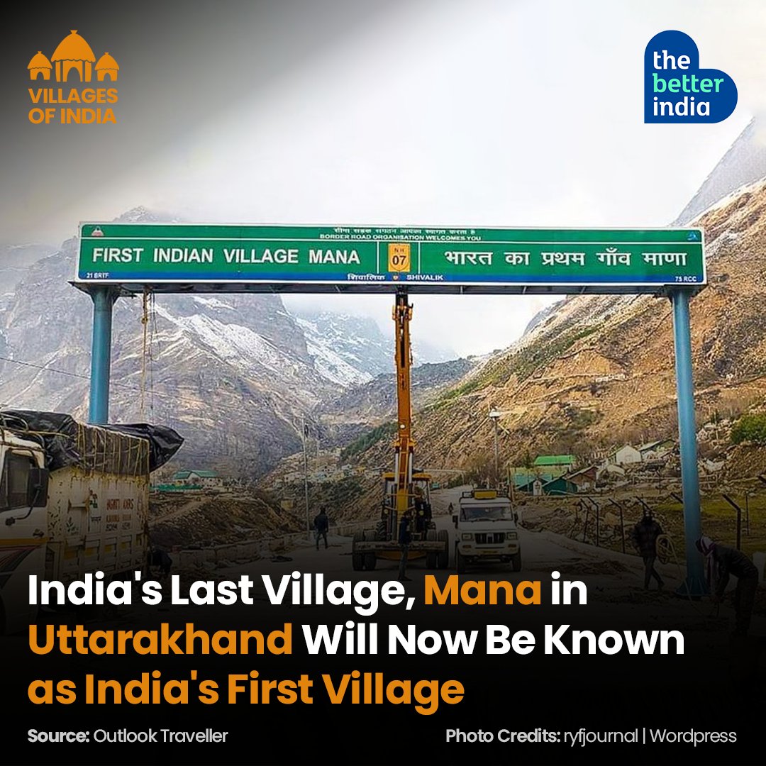 thebetterindia's tweet photo. "The areas which were earlier ignored as the end of the country's borders, we started considering them as the beginning of the country's prosperity," said the Prime Minister during his last visit to #Mana village in Uttarakhand.
#FirstVillage #Uttarakhand https://t.co/RXEKKLGCtT