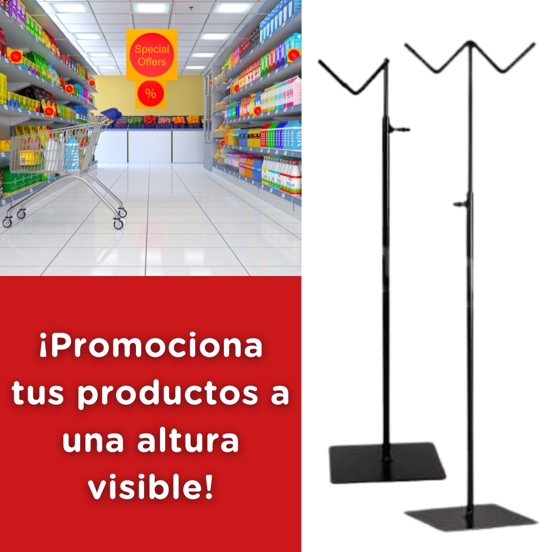 ✅ Este soporte metálico con pie de pato y tubo extensible para colocar una funda portacartel, es ideal para comunicar precios o promociones de tus productos a la altura del campo de visión de tus clientes.

Simple: misueretail.com/producto/sopor… 

Doble: misueretail.com/producto/sopor…