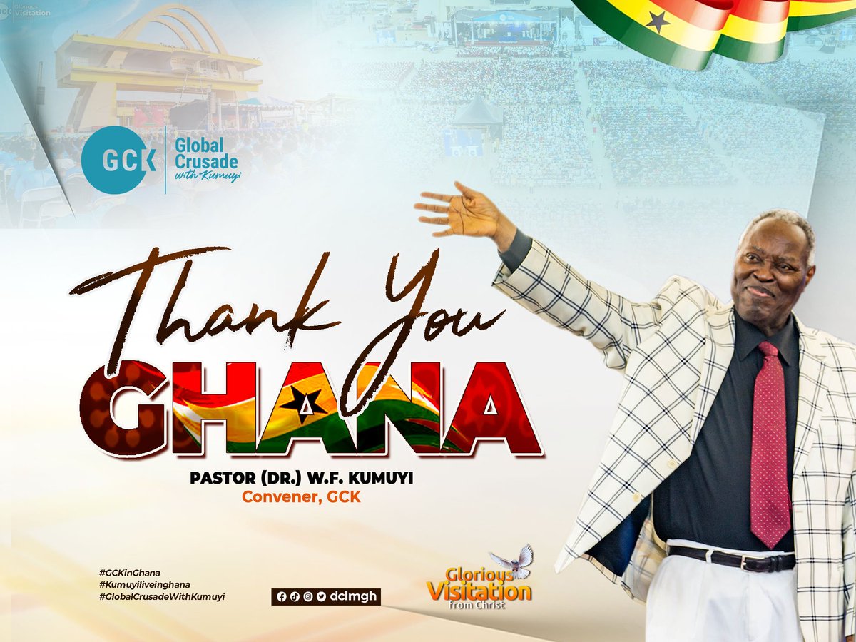 dclmgh's tweet photo. He came, He ministered, 
Ghanaians poured out in numbers,
God used him mightily and honoured his word with jaw-dropping testimonies of salvation and healing.

 PASTOR W F KUMUYI  says.......

#GCKinGhana 
#kumuyiliveinghana 
#GlobalCrusadewithKumuyi https://t.co/8uNPKhaJ3w