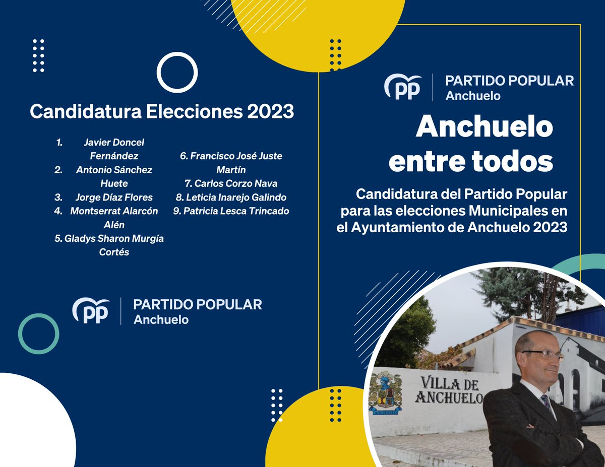 PPdeAnchuelo's tweet photo. Estamos orgullosos de presentaros la candidatura de @doncel50 a la alcaldía del Ayuntamiento de #Anchuelo.

Os pedimos confianza una vez más para demostrar un proyecto comprometido con los vecinos de nuestro municipio. Queremos hacer #AnchueloEntreTodos https://t.co/hscE2POlN1