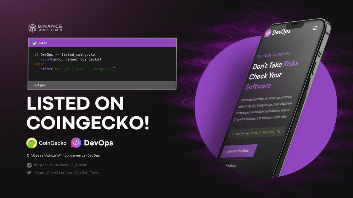 DevOps_Token's tweet image. DevOps has been listed on #CoinGecko !

#DevOps #DevOpsToken #BSC #BNB #BNBChain #Coinmarketcap 

coingecko.com/en/coins/devops