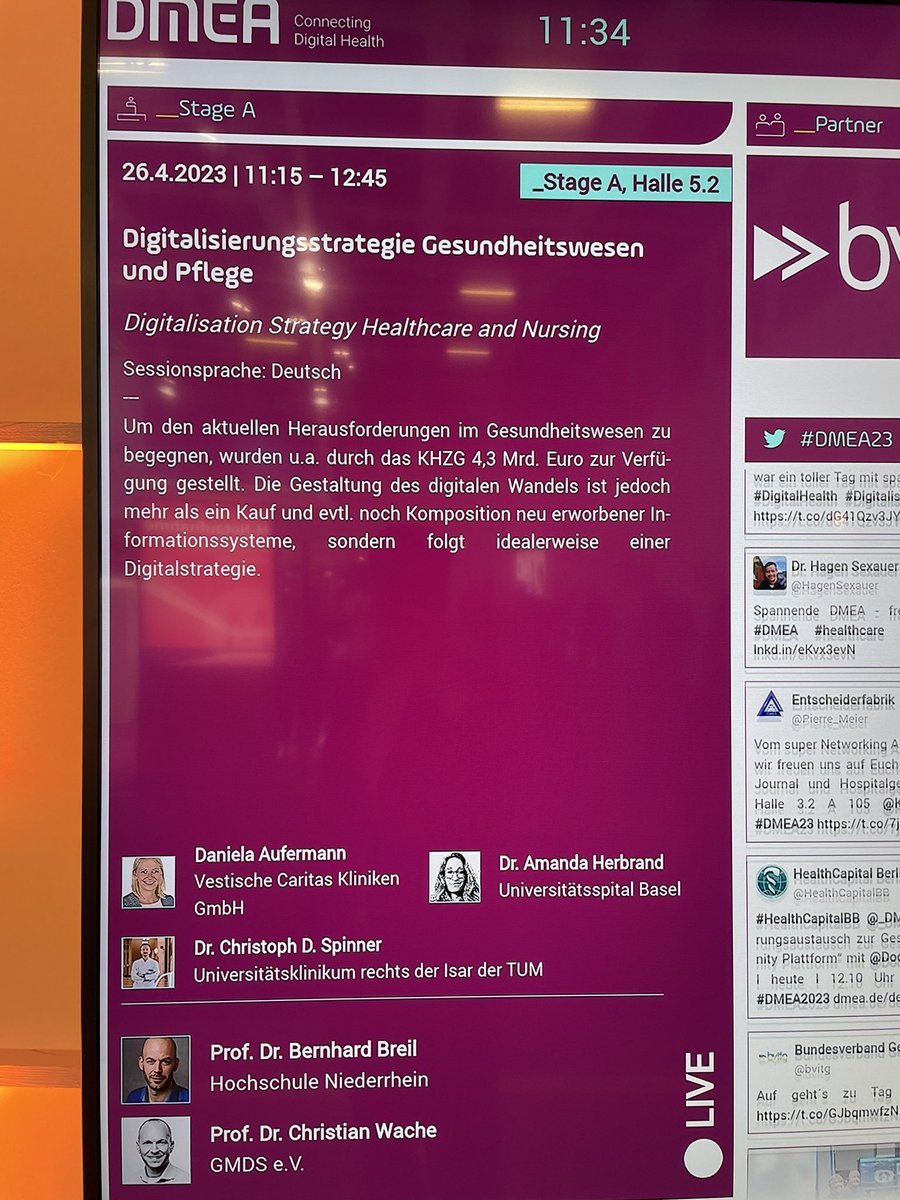 Gleich geht es los.
Data driven hospital.
Vortrag vom Uni Spital Basel.
#DMEA Stage A