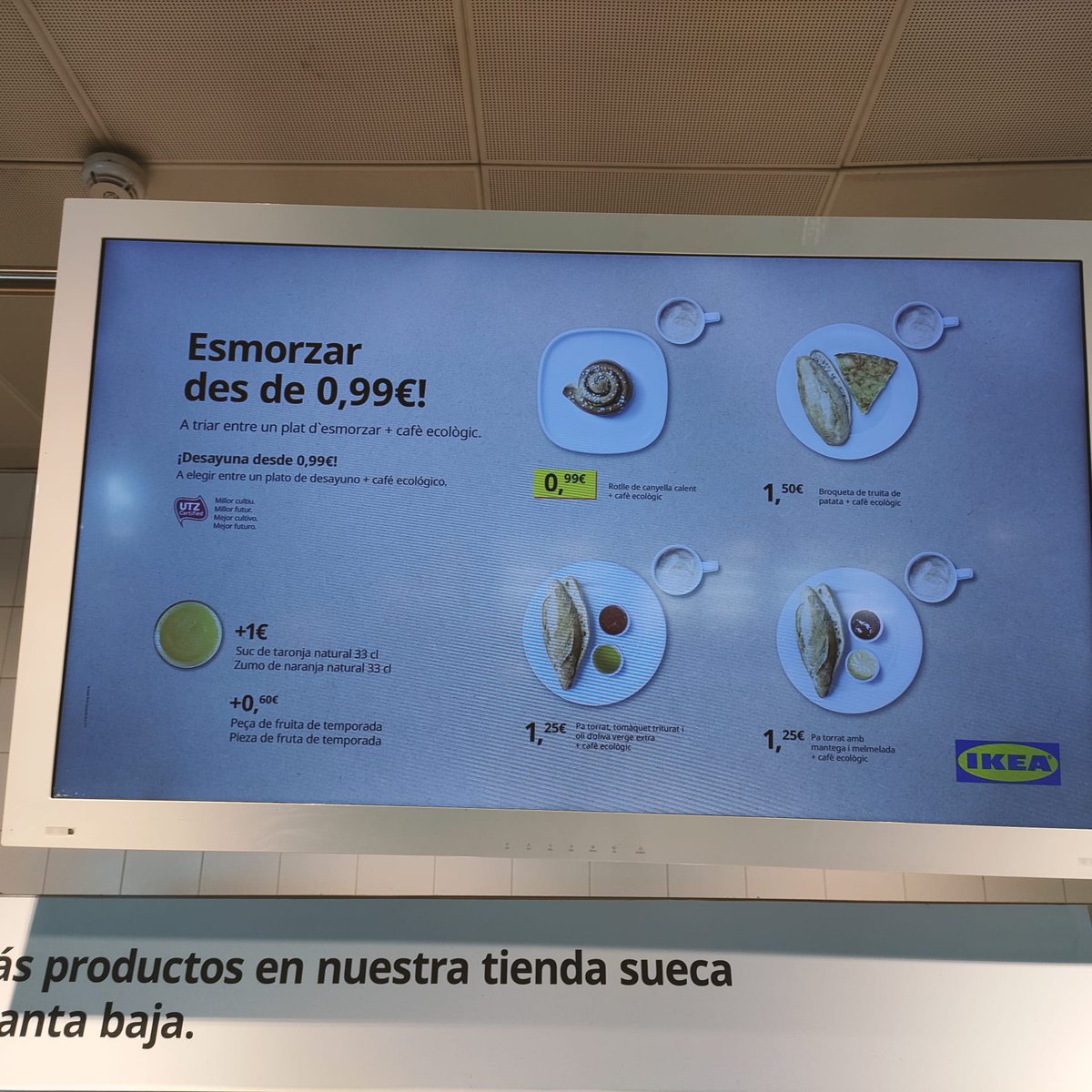 HTTPError404NF's tweet image. Llego a @IKEASpain en #Sevilla para desayunar y encuentro que debo saber catalán para ver el menú, si esto ocurriera en otro sitio.... Intento rellenar la encuesta para comentarlo y da error, que lástima de @IKEASpain, entre esto y la subida de precios, no sé yo. Adjunto 📸