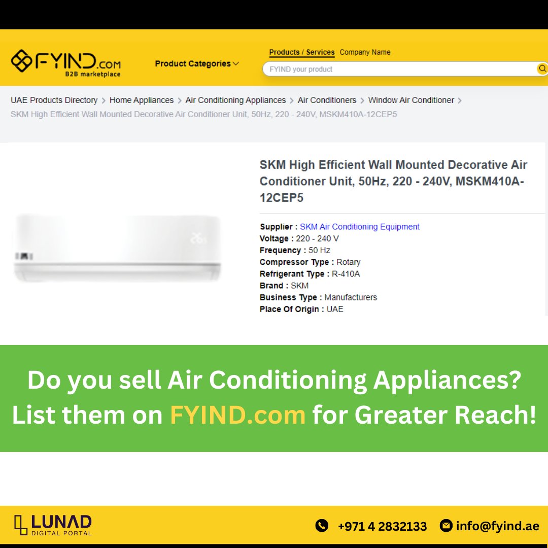 🌞 Summer is here and the heat is on! Stay cool and comfortable with the best air conditioning appliances from FYIND - lnkd.in/gdenzMzs

#airconditioner #homeappliances #uae #ksa #leadb2b #الامارات #السعودية #صيف #summertime