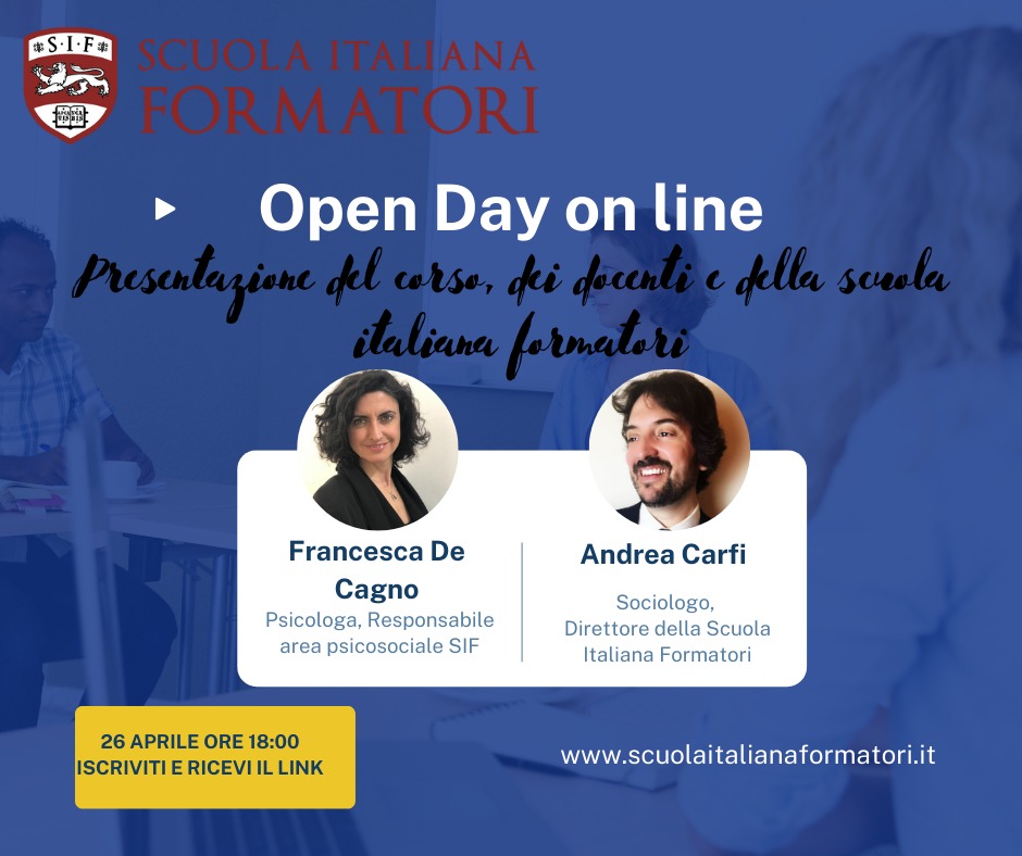 Stasera, 26 Aprile dalle ore 18:00, #openday #Online  gratuito #SIF 

Iscriviti cliccando qui: docs.google.com/forms/d/1T2Rfg…

#SIFformazione #formazione #formazioneformatori #scuolaitalianaformatori #formazioneonline #trainthetrainer #opendayonline