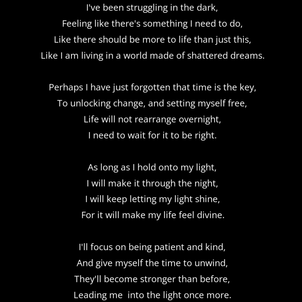 GeometricPoems's tweet photo. We could all use a beacon of hope when we feel lost and alone in the dark. By holding onto the light, you can allow yourself the time to become stronger than before.

#GeometricPoems #Beacon #Poetry #PoetryTwitter #PoetryCommunity #WritingCommunity #Writer #Poet #Poem #ShapePoem https://t.co/yXKMOhRaht