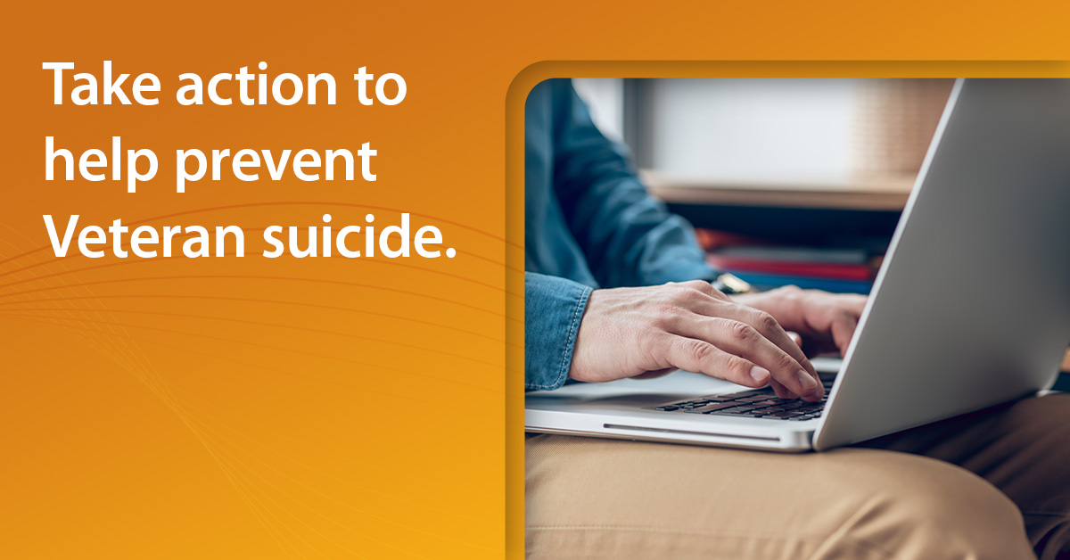 DeptVetAffairs's tweet photo. Learn how to identify a Veteran who may be at risk for suicide. Take a free, brief online course to understand four important steps involved in suicide prevention:  https://t.co/SARNXCbKBS. https://t.co/GRcnGMzHe1