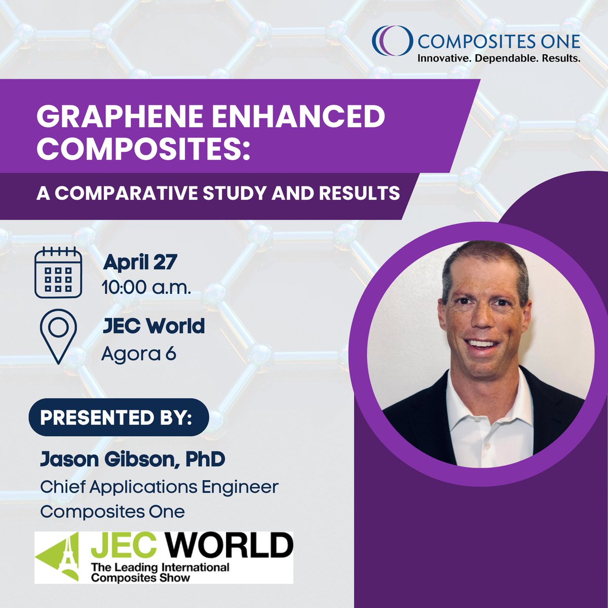 compositesone's tweet photo. #CompositesOne, The Graphene Council, and Vibrantz Technologies are excited to present Graphene Enhanced Composites: A Comparative Study and Results tomorrow, April 27, at #JECWorld in Paris! For more information visit https://t.co/niifLfEj8U. #JECWorld2023 #Graphene #Innovation https://t.co/Kl15EB3kf0