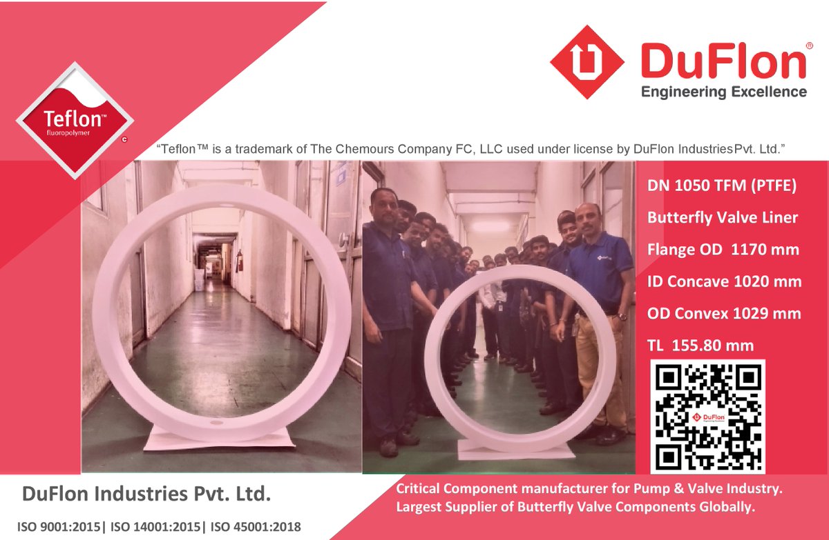 Critical Component manufacturer for #PumpandValve Industry. Largest Supplier of #ButterflyValve Components Globally.

#DuFlon #DufLine #DuCast #Teflon
#CriticalComponentManufacturer
#PumpIndustry
#ValveIndustry
#ButterflyValves