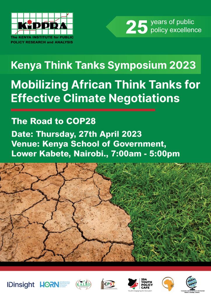 Join us tomorrow for the Kenya Think Tanks Symposium 2023. Themed "Mobilizing African Think Tanks for Effective Climate Negotiations". The symposium will be held at the Kenya School of Government in Nairobi.