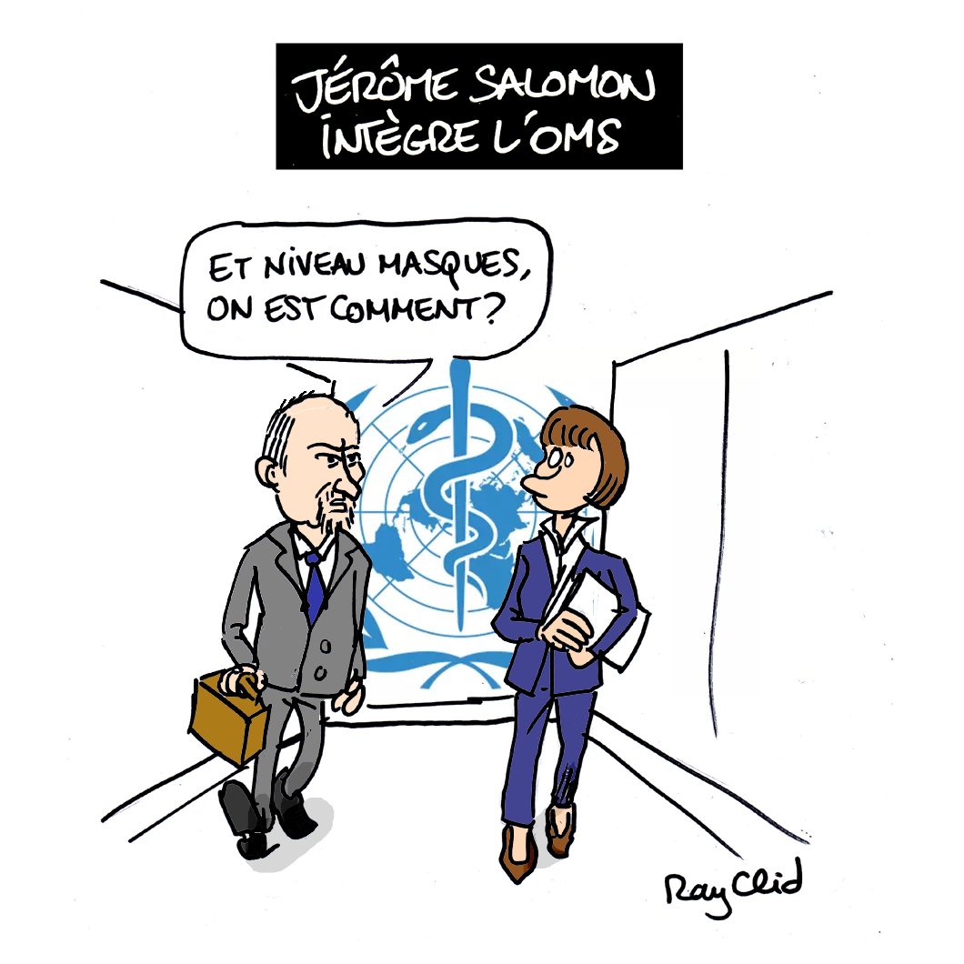 rayclid's tweet photo. #oms #santé #salomon #dessin #dessindepresse pour le @CoqDesBruyeres #covid #masques https://t.co/LtLsK6DGID