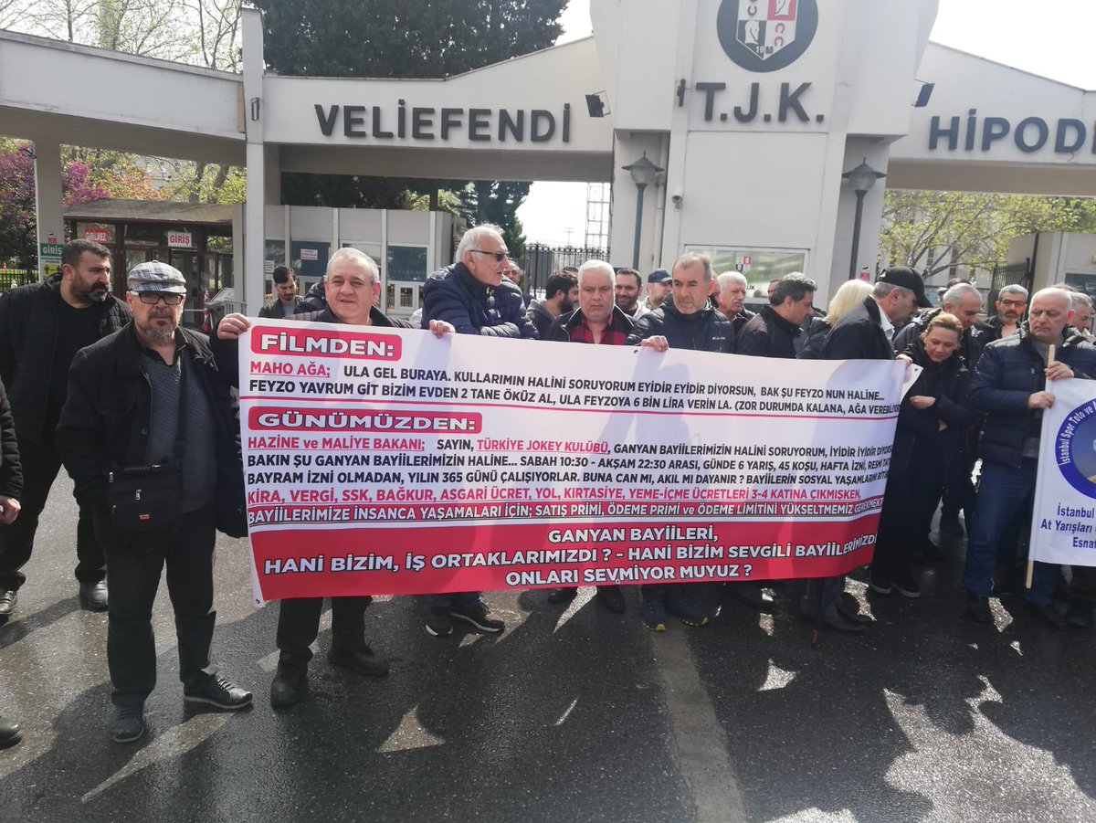 CuneytbeyMeral's tweet photo. Ganyan bayilerinin Veliefendi Hipodromu önündeki eyleminden @istinyeganyanb https://t.co/YXPvooNERk