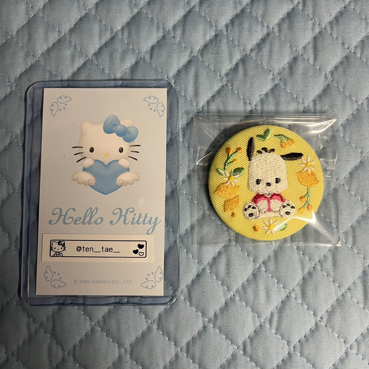 ten_tae_'s tweet photo. 交換 サンリオ 刺繍缶バッジ ビスケット

譲）ポチャッコ

求）キティ

郵送での交換になります。 https://t.co/ab7H9BvJlt