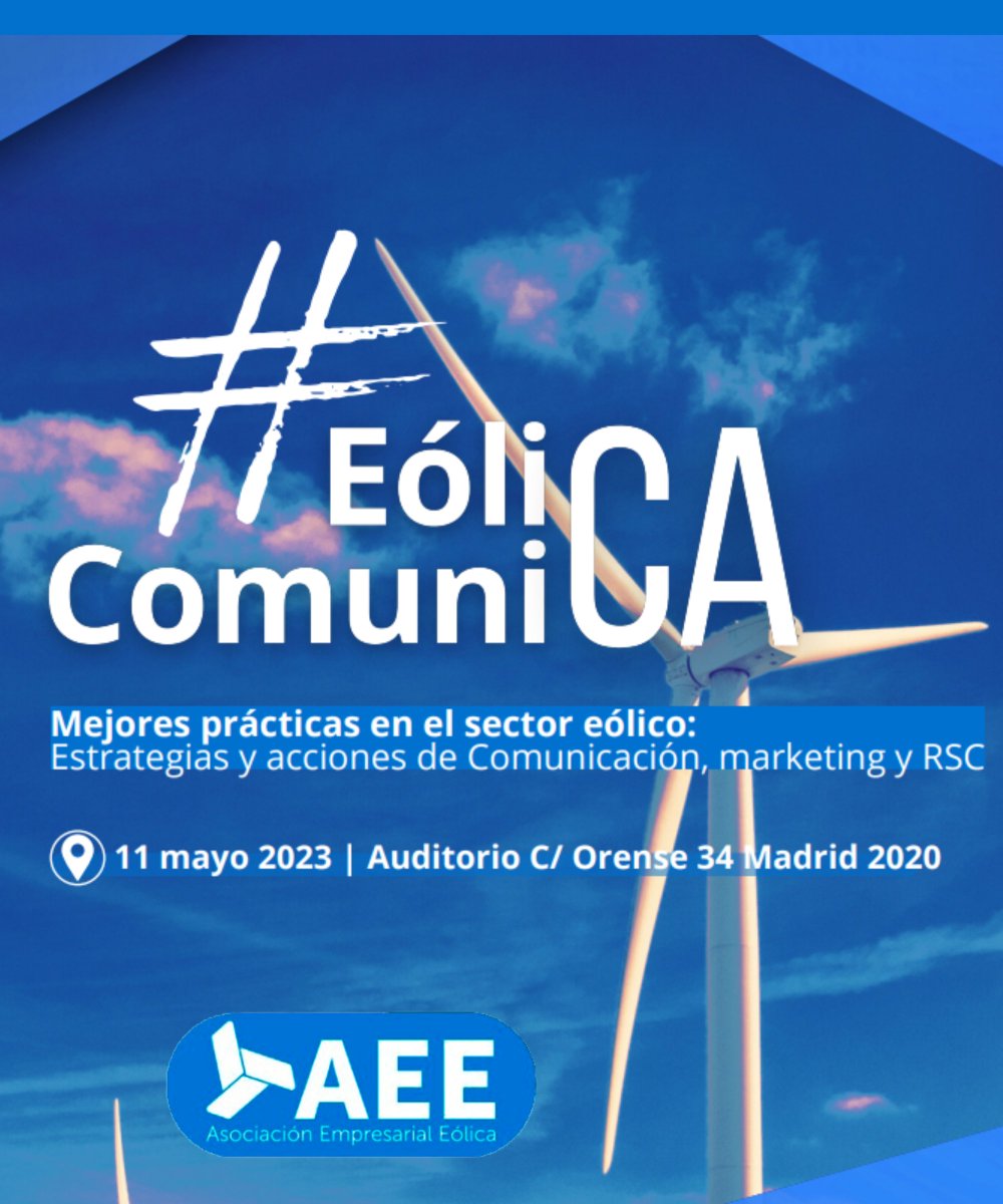 CleanCom_es's tweet image. 🗓️ El próximo 11 de mayo participaremos en #EólicaComunica, un nuevo evento presencial de @aeeolica relacionado exclusivamente con el ámbito de la comunicación, marketing y RSC

¡Ya puedes consultar el avance del programa! ➡️ aeeolica.org/evento/jornada…