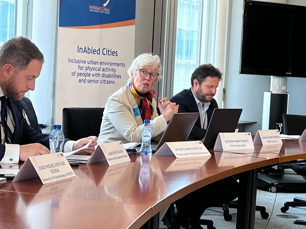 InabledCities's tweet photo. @ERWorldPhysio @ONCE_oficial @radboudumc @AytoSLN @SportandCitizen @EuSport @Europarl_EN Words from Esther-Mary D’Arcy Chai of the Europe region World Physiotherapy🗣️“As physiotherapists, so much of our work is about rehabilitation. When rehabilitation is over, patients are sometime forgotten. #InabledCities then provides #PA activities after rehabilitation” https://t.co/GHigAbLKc6