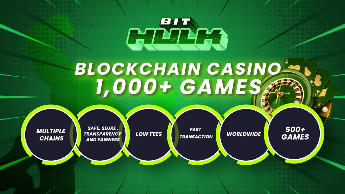 💚 #BitHulk, powered by <a href="/klover_network/">Klover Network 🍀 | Web3 Casino Aggregator</a> , is a blockchain-based platform which contains over 1,000+ Casino games. 
bithulk.com

✨Register on BitHulk and receive a welcome bonus worth $10,000 in BH tokens!

👐 Chat in our Discord community: discord.gg/EeTrgQ7YXn