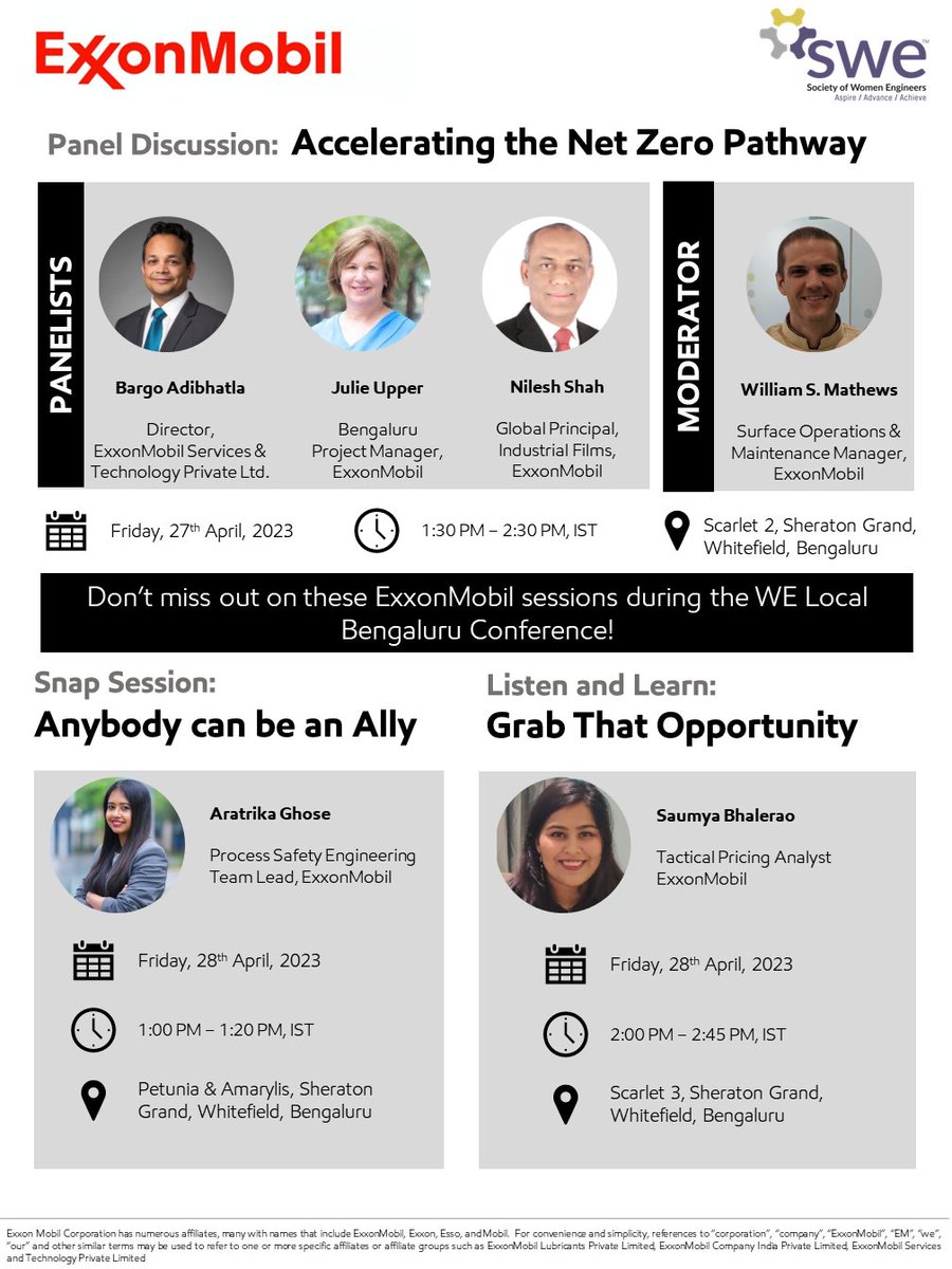 exxonmobil_ind's tweet photo. 🗓️Save the date! Don’t miss our speaker sessions at the #WeLocal Bengaluru Conference beginning tomorrow. Here are the details👇 https://t.co/i9dfAhsYNF