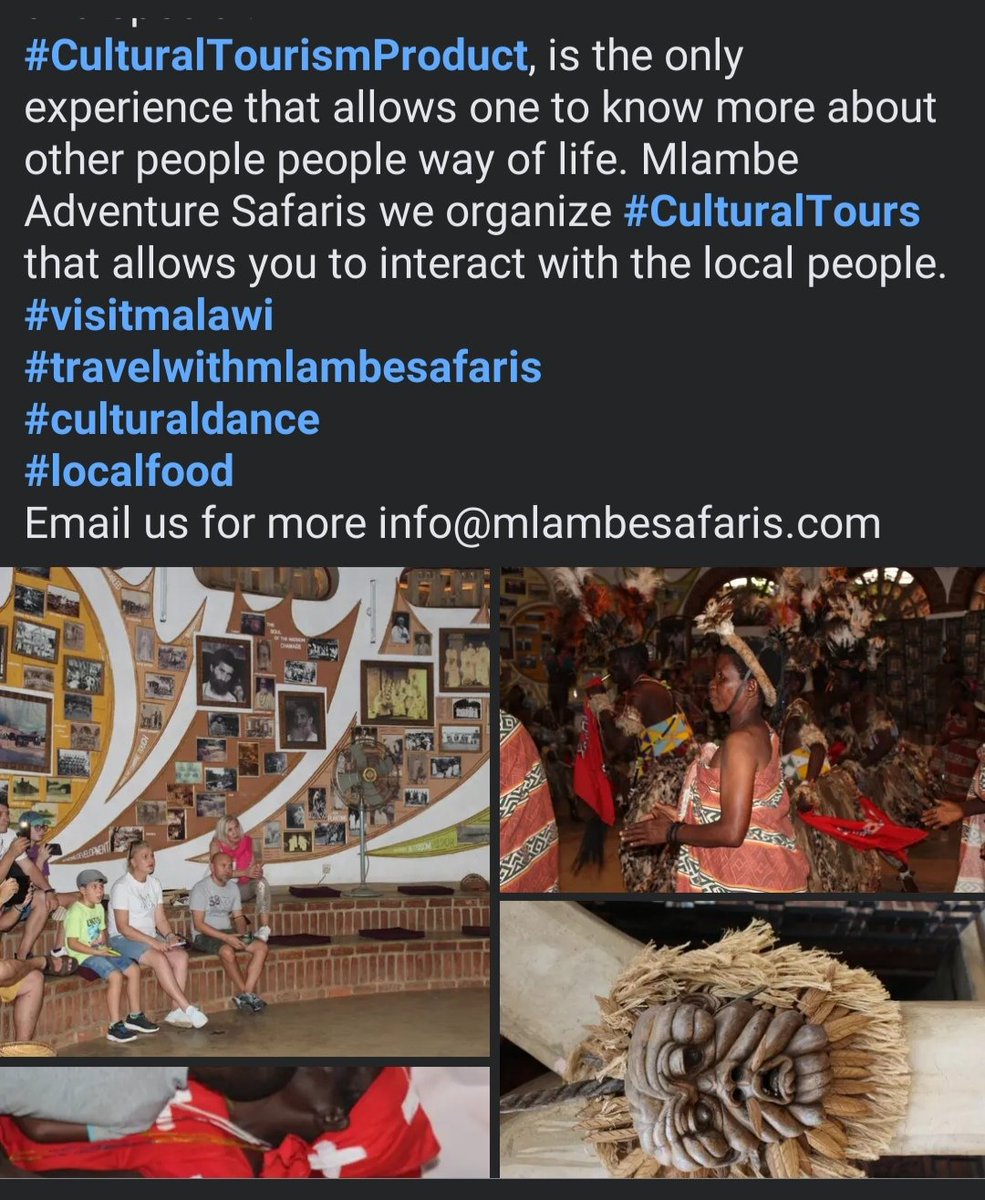 MlambeSafaris's tweet photo. #CulturalTourismProduct, is the only experience that allows one to know more about other people people way of life. Mlambe Adventure Safaris we organize #CulturalTours that allows you to interact with the local people. 
#visitmalawi
#travelwithmlambesafaris
#culturaldance https://t.co/5tzVKJb9aJ